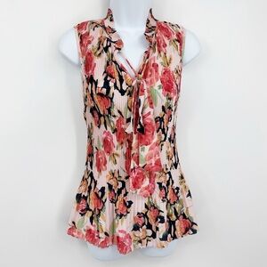 DKNY Vintage Y2K Floral Cinched Tank Top Size Small Coquette